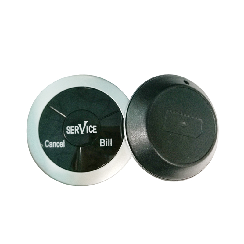 Restaurant service button for wireless pager syste